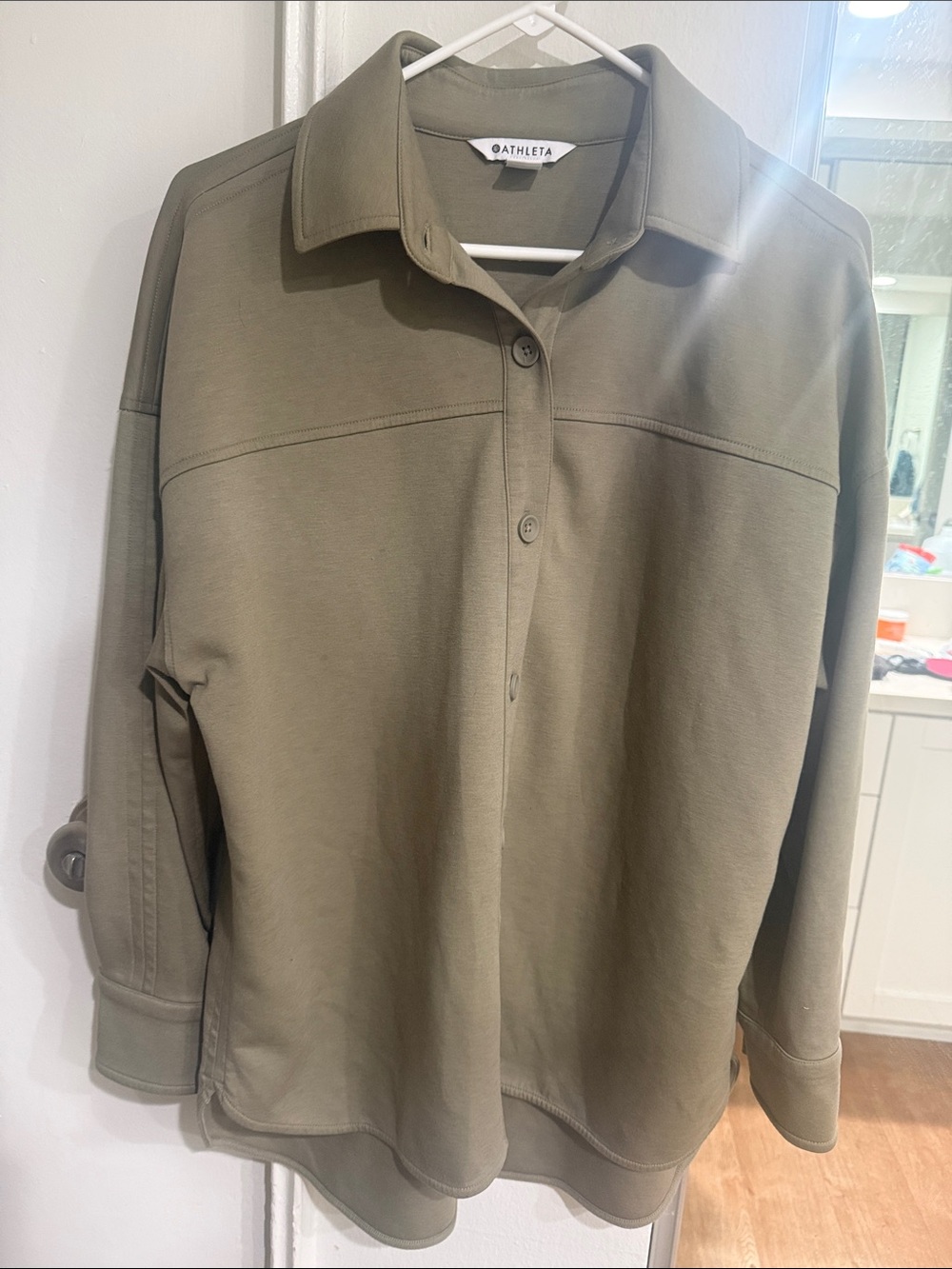 Athleta Olive Button-Front Shacket
